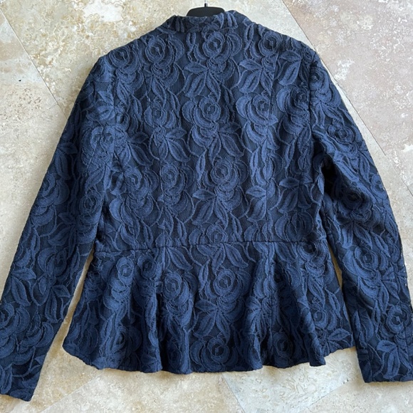 INC International Concepts  Blue Lace Peplum Jacket, Long Sleeves, Size Medium - Picture 8 of 16